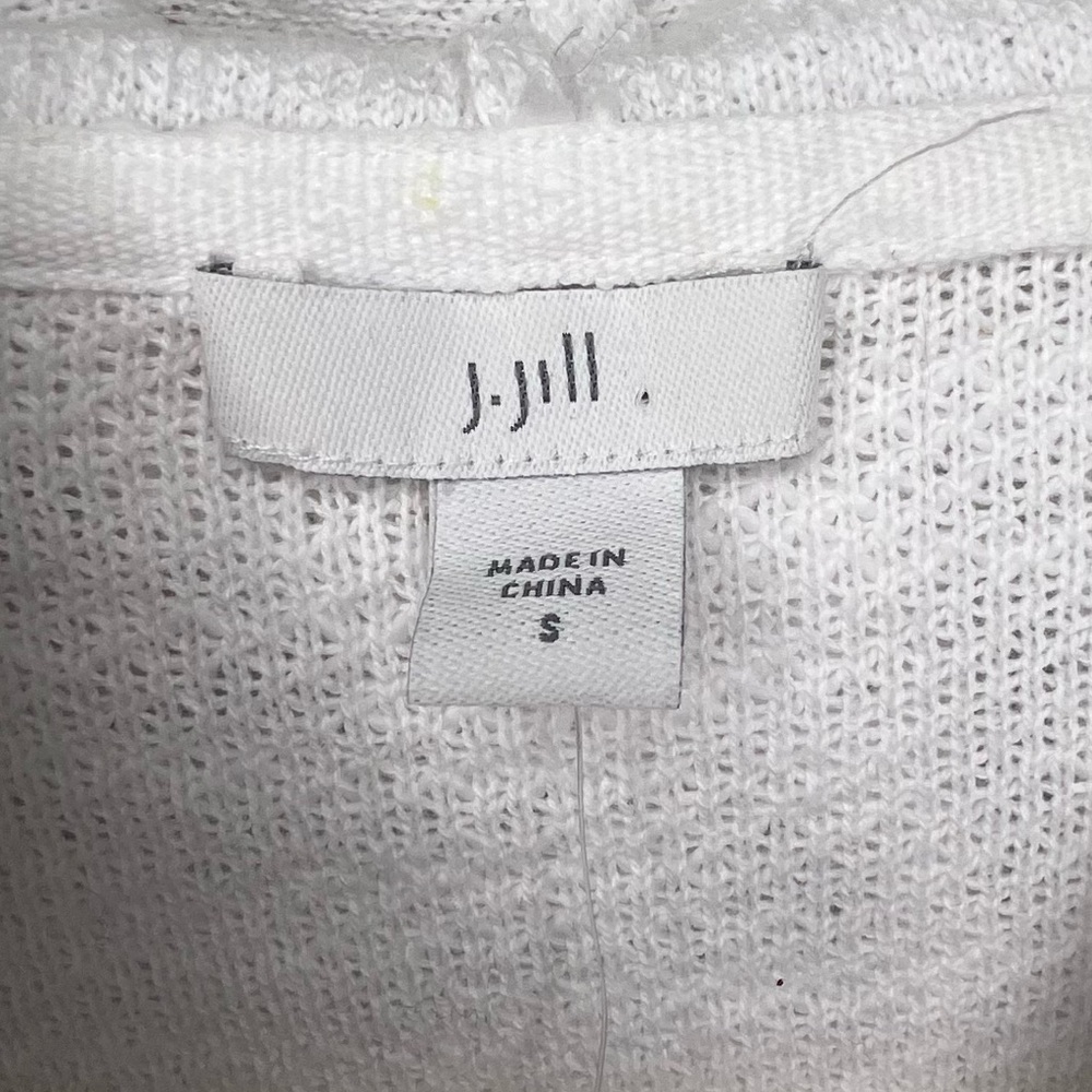 J. Jill 100% Cotton Open Front Long Line Fringed Hoodie Size Small NWT - Picture 9 of 9
